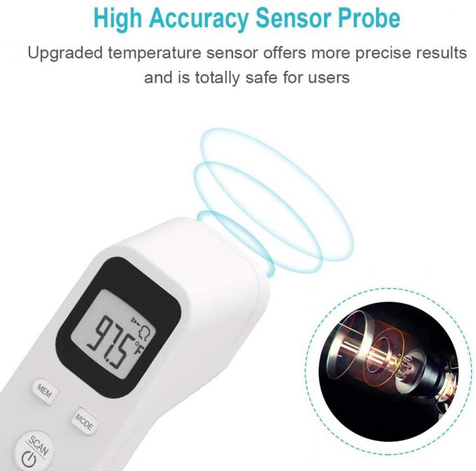 Forehead Thermometer for Adults No Touch with Plastic Light Indicator for Fever White 1